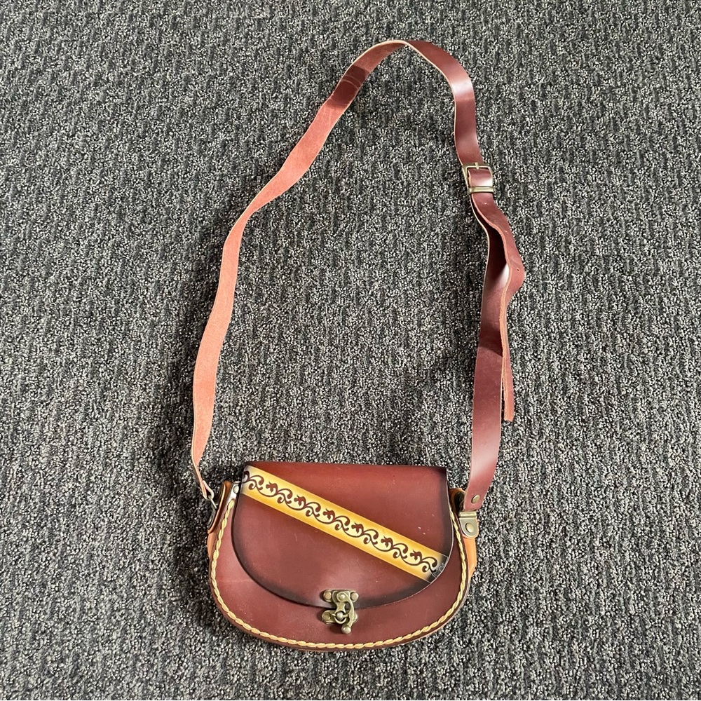 Authentic Leather Vintage Mexican Crossbody Bag
